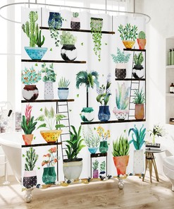 Creative Floral Flower Patterns Waterproof Shower Curtain - Fall Curtains Bathroom