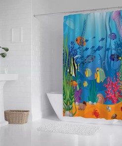 Creative Sea Ocean Aquarium Theme Shower Curtain for Beautiful Bathroom Decoration