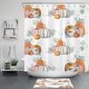 Creative Watercolor Pumpkin Shower Curtain with Green Leaf Design for Autumn Farmhouse Harvest Bathroom Decor 