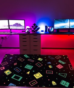 Customizable Arcade Pattern Game Room Carpet for Home, Gamer Rug for Bedroom
