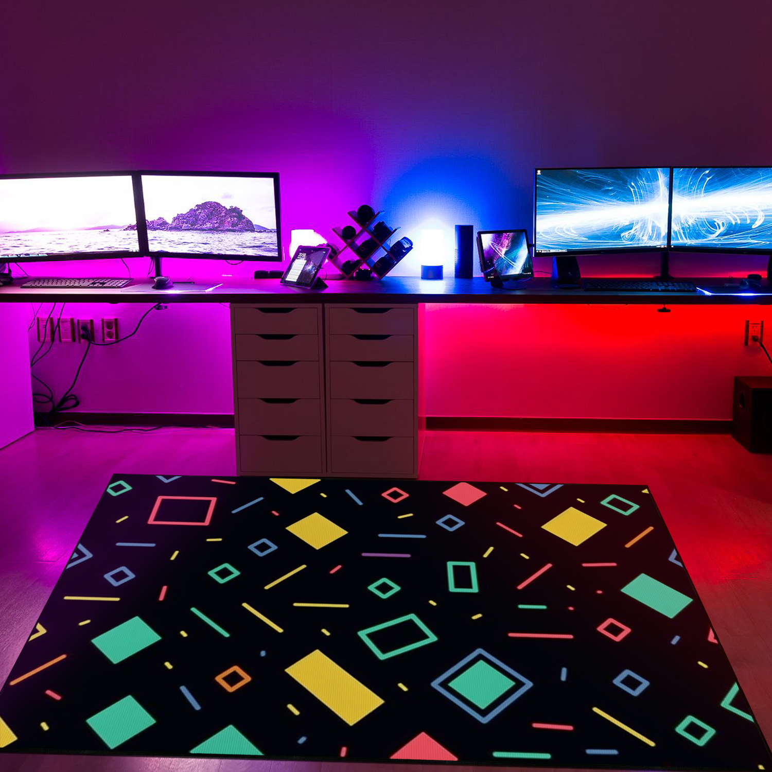Customizable Arcade Pattern Rug for Living Room