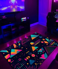 Customizable Arcade Pattern Rug with Colorful Light Up Pattern - Perfect for Home Decoration
