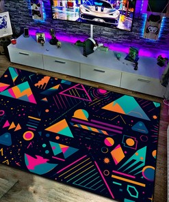 Customizable Arcade Pattern Rug with Colorful Light Up Pattern - Perfect for Home Decoration