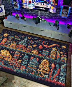 Customizable Arcade Patternated Game Landmarks Area Rug