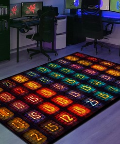 Customizable Arcade Scoreboard Numbers Pattern Area Rug
