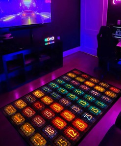 Customizable Arcade Scoreboard Numbers Pattern Area Rug