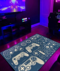 Customizable Black and White Arcade Pattern Rug - Ideal for Home Decoration