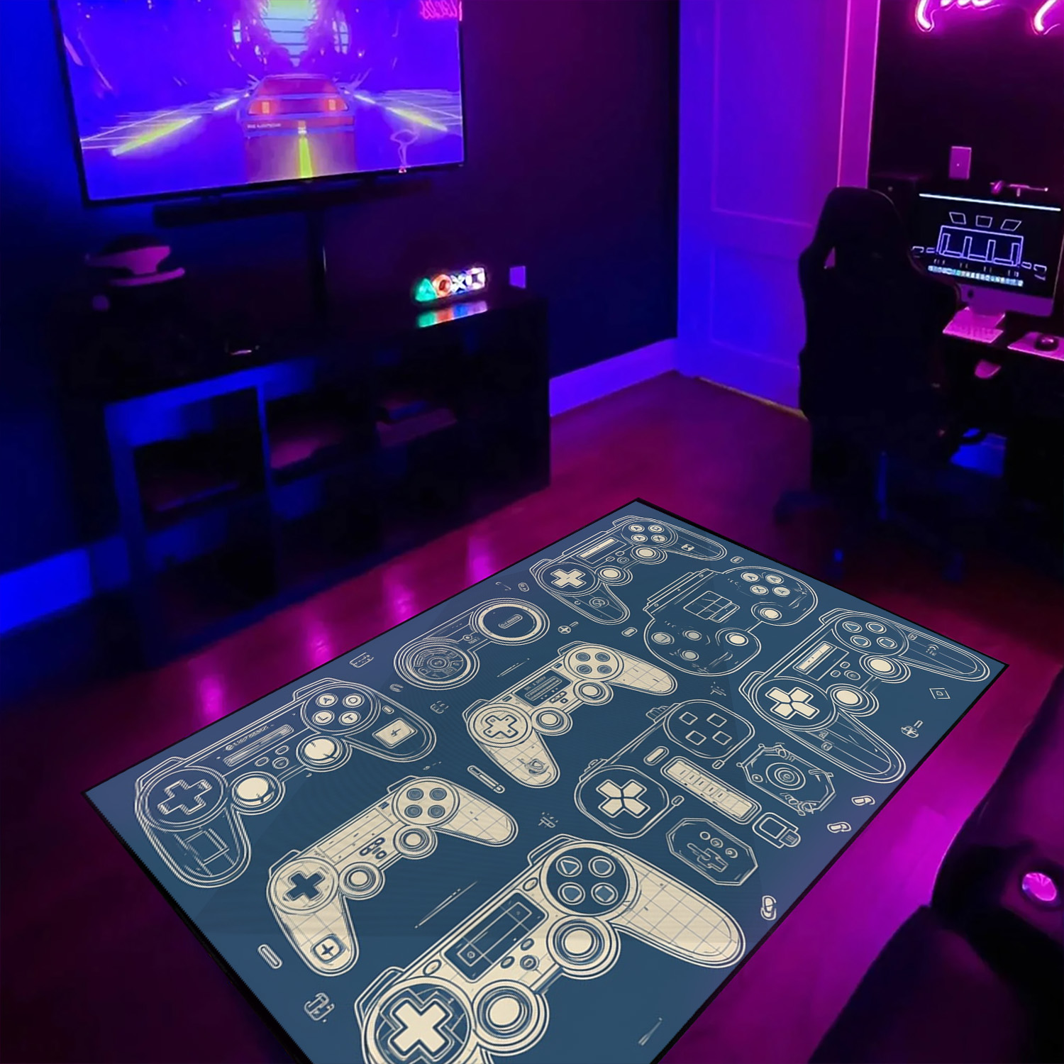Customizable Black and White Arcade Pattern Rug - Ideal for Home Decoration
