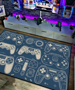 Customizable Black and White Arcade Pattern Rug - Ideal for Home Decoration