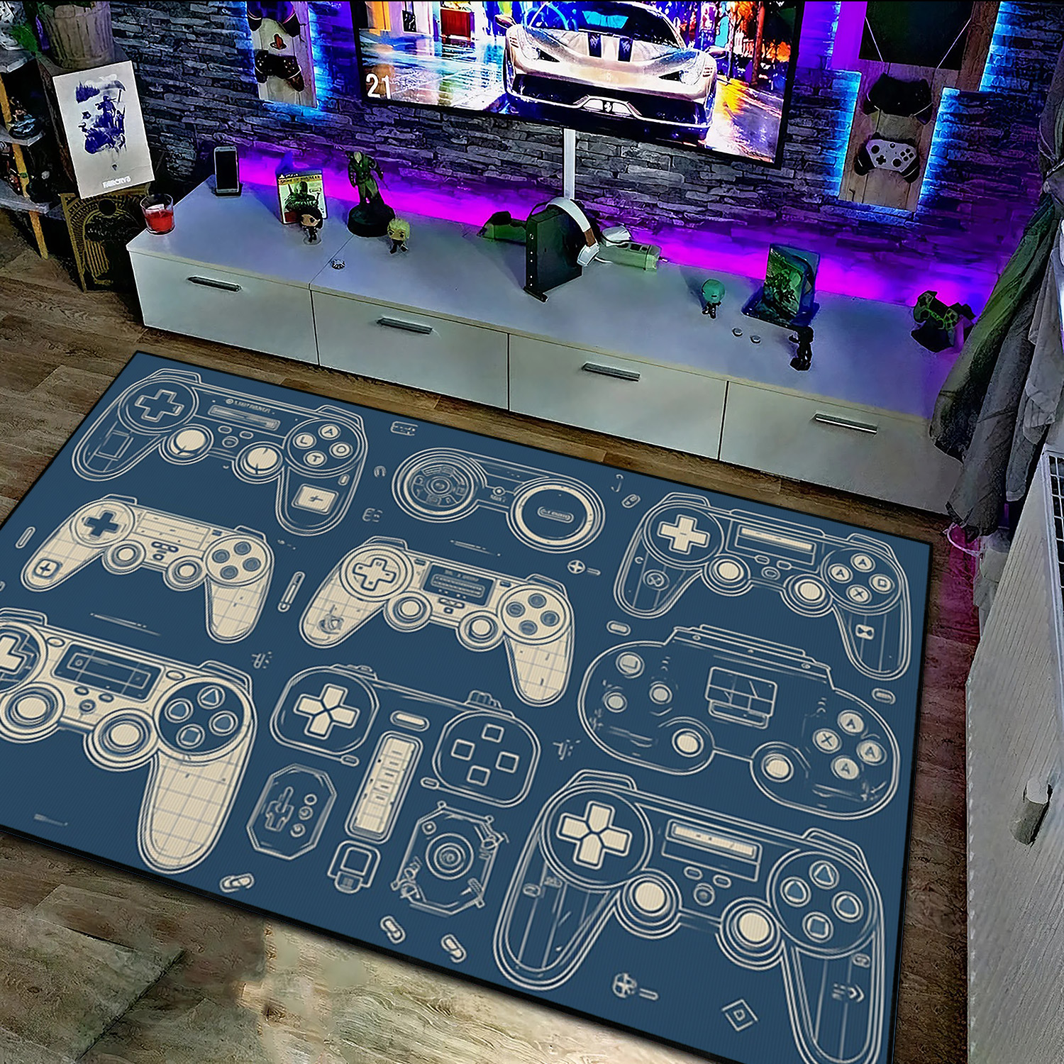 Customizable Black and White Arcade Pattern Rug - Ideal for Home Decoration