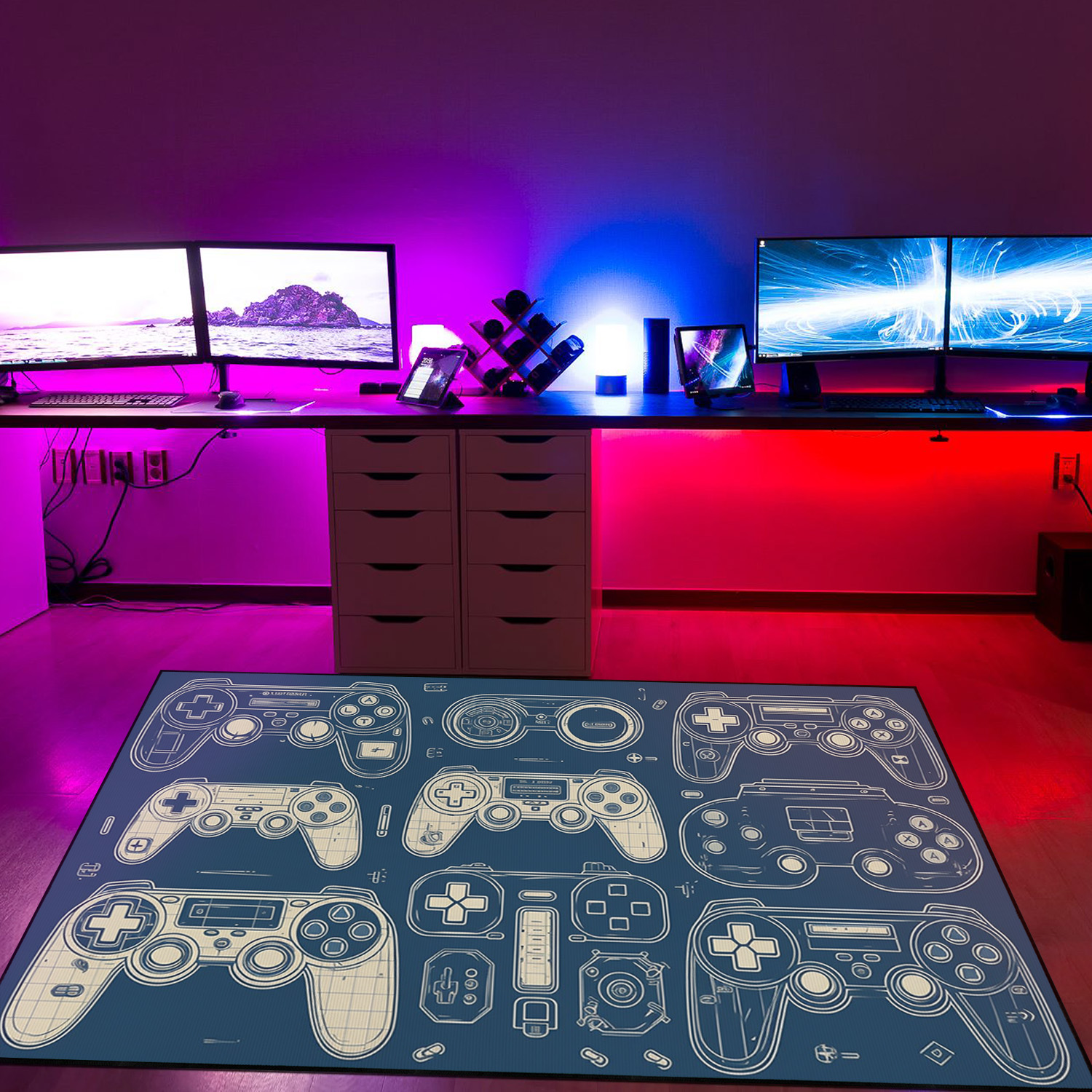 Customizable Black and White Arcade Pattern Rug - Ideal for Home Decoration