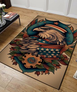 Customizable Patriotic Eagle and Banner Area Rug with Iconic Symbolism