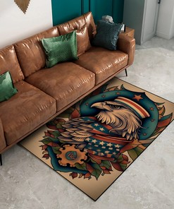 Customizable Patriotic Eagle and Banner Area Rug with Iconic Symbolism