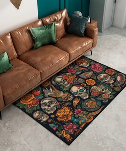 Customizable Tattoo Flash Sheet Area Rug with Black Background