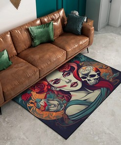 Customizable Tattoo Inspired Art Print Area Rug for Bedroom