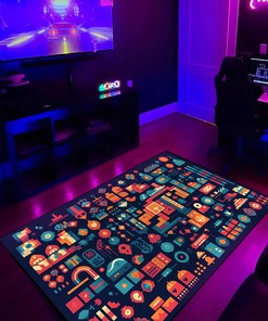 Customizable Triangular Pixel Art Area Rug for Home Decoration