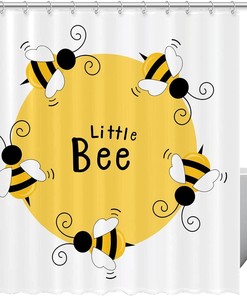 Cute Bee Cartoon Eco-Friendly Shower Curtain - Adorable Addition to Your Bathroom