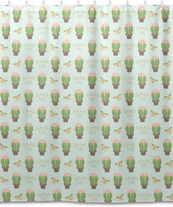 Cute Cactus Shower Curtain - Modern Home Bathroom Hotel Spa Decor
