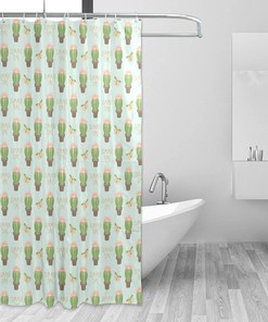 Cute Cactus Shower Curtain - Modern Home Bathroom Hotel Spa Decor