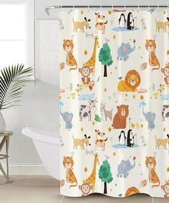 Cute Cartoon Animals Shower Curtain - Adorable Fabric for Shower Stalls and Bathtubs