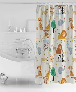 Cute Cartoon Animals Shower Curtain - Adorable Fabric for Shower Stalls and Bathtubs