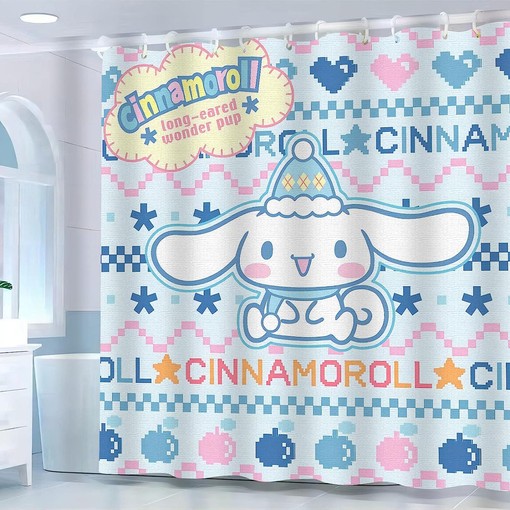 Cute Dog Shower Curtain Washable Waterproof Cartoon Fun Bathroom Decor