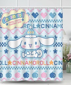 Cute Dog Shower Curtain Washable Waterproof Cartoon Fun Bathroom Decor