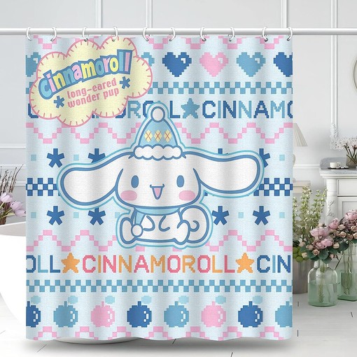 Cute Dog Shower Curtain Washable Waterproof Cartoon Fun Bathroom Decor