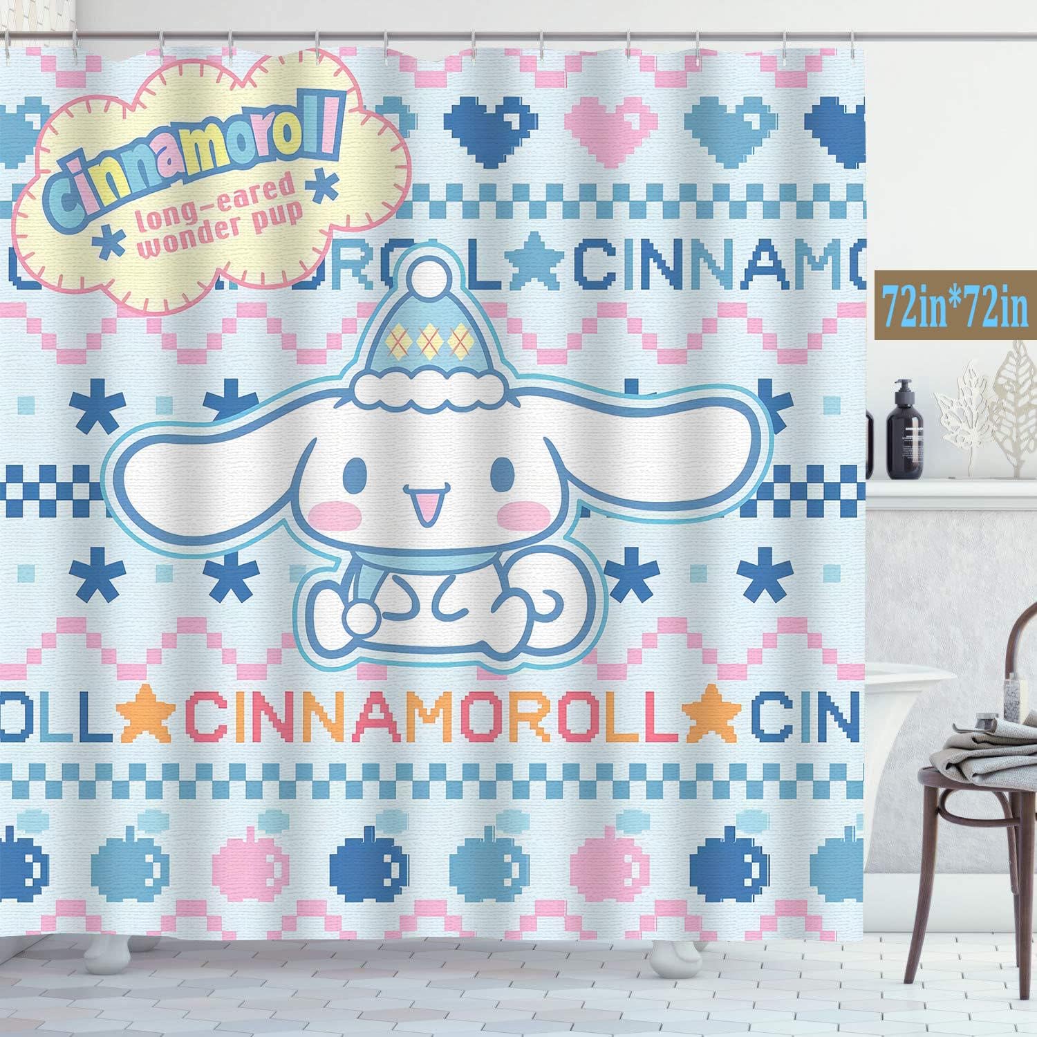 Cute Dog Shower Curtain Washable Waterproof Cartoon Fun Bathroom Decor