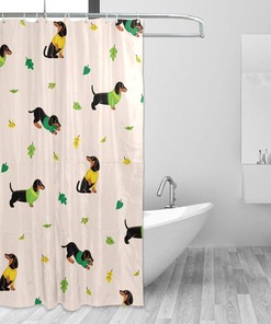 Cute Dogs Dachshunds Bathroom Shower Curtain Waterproof Fabric Decor for Home