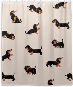 Cute Dogs Dachshunds Shower Curtain for Bathroom Decor - Waterproof Fabric and Housewarming Gift