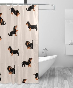 Cute Dogs Dachshunds Shower Curtain for Bathroom Decor - Waterproof Fabric and Housewarming Gift