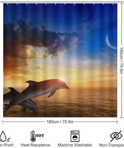 Cute Dolphins Shower Curtain for Waterproof and Fun Bathroom Decor