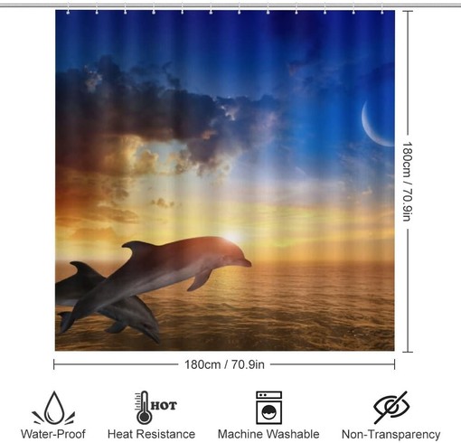Cute Dolphins Shower Curtain for Waterproof and Fun Bathroom Decor