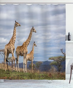 Cute Giraffe Family Shower Curtain - Animal Bathroom Decor