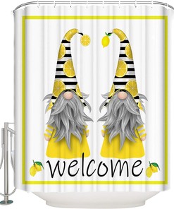 Cute Gnome with Fresh Lemon Shower Curtain for Bathroom Decor