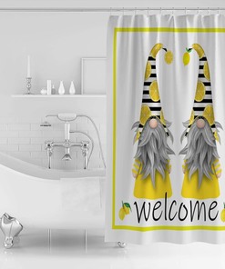 Cute Gnome with Fresh Lemon Shower Curtain for Bathroom Decor