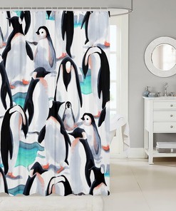 Cute Kawaii Penguin Kids Shower Curtain - Perfect for Your Kid's Bathroom Decor
