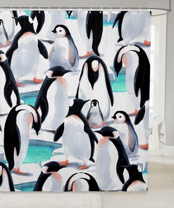 Cute Kawaii Penguin Kids Shower Curtain - Perfect for Your Kid's Bathroom Decor