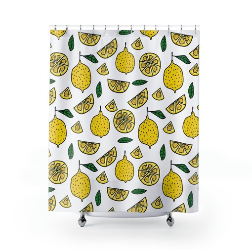 Cute Lemon Print Shower Curtain for Bathroom Decor - Housewarming Gift