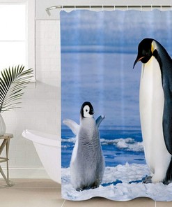 Cute Penguin Shower Curtain, Animal Bathroom Decor