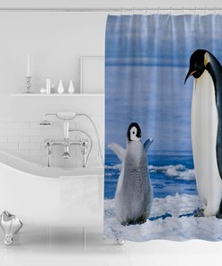 Cute Penguin Shower Curtain, Animal Bathroom Decor