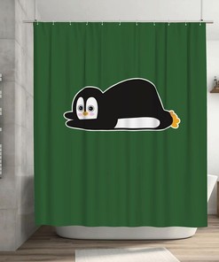 Cute Penguin Shower Curtain - Washable Bath Curtain for Funny Bathroom Decor