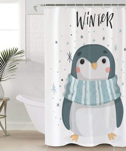 Cute Penguin Shower Curtain for Bathroom Decor