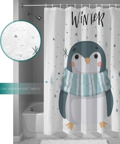Cute Penguin Shower Curtain for Bathroom Decor