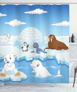 Cute Polar Animals Shower Curtain - Fun Bath Decor