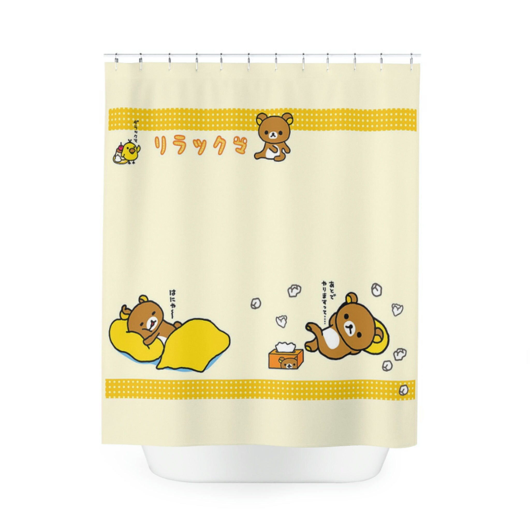 Cute Rilakkuma Retro Shower Curtain for Kawaii Bathroom Decor