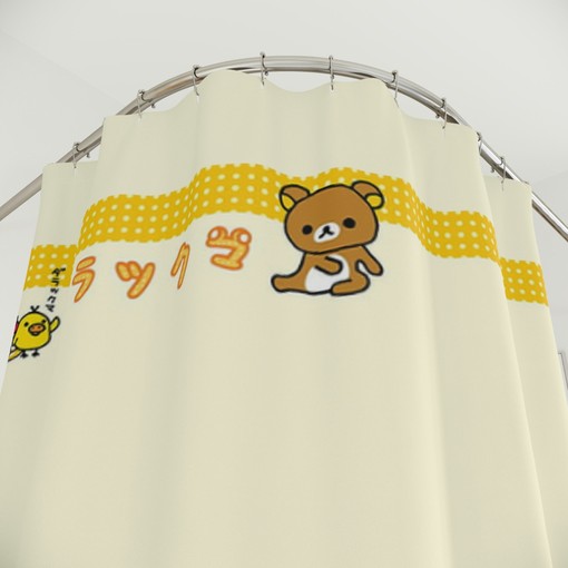 Cute Rilakkuma Retro Shower Curtain for Kawaii Bathroom Decor
