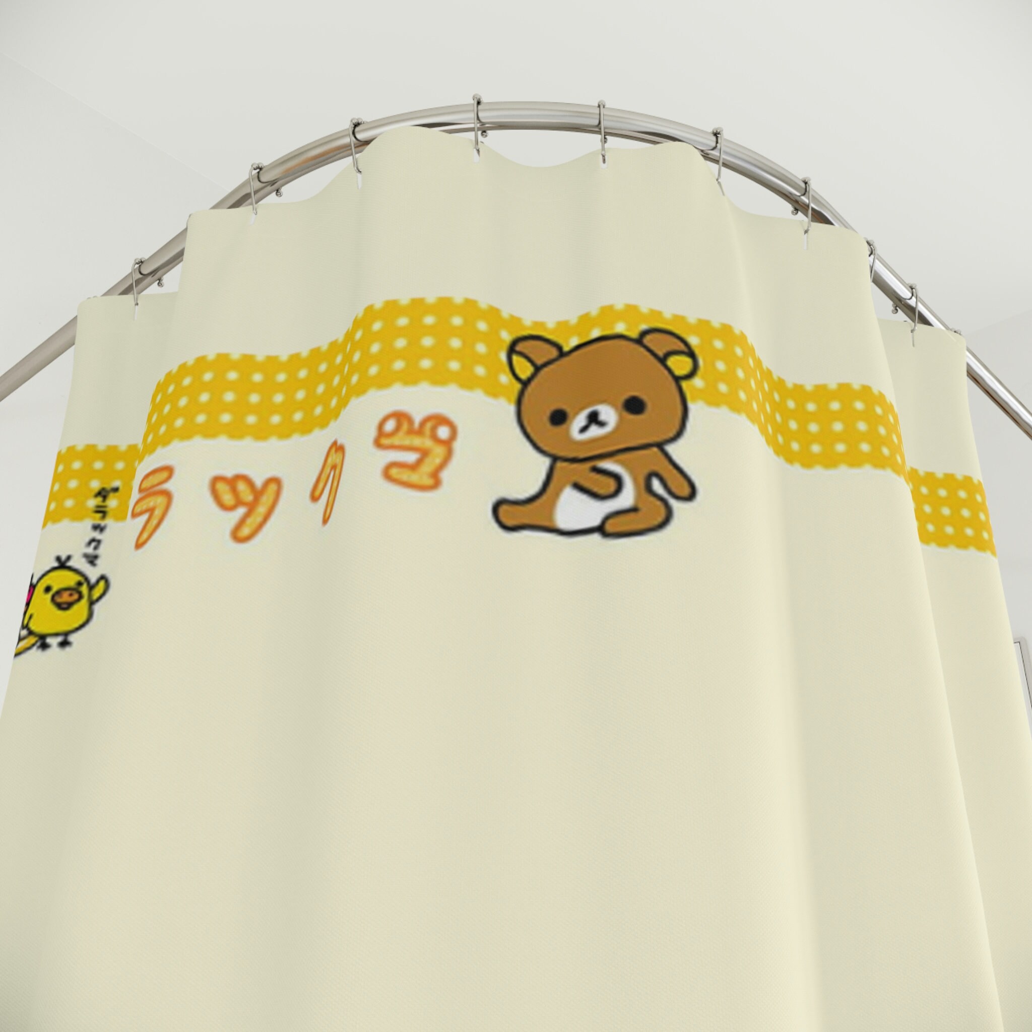 Cute Rilakkuma Retro Shower Curtain for Kawaii Bathroom Decor
