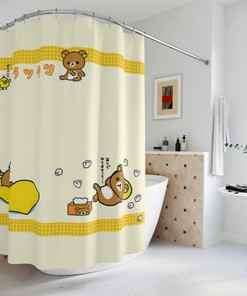 Cute Rilakkuma Retro Shower Curtain for Kawaii Bathroom Decor